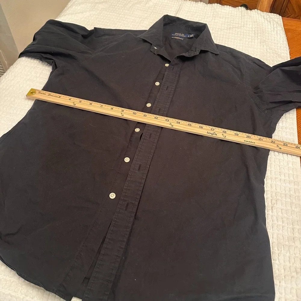 Polo Ralph Lauren Slim Fit Button Down Shirt Mens Black Large Cotton Stretch